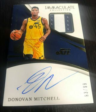 93/99 Donovan Mitchell 2017 - 18 Immaculate Autograph Rpa Rookie Patch Auto Jazz