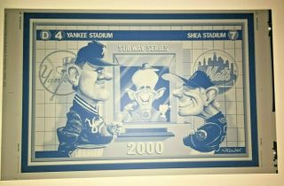 Yankees Newspaper Printing Plate York Subway 2000 Daily News 2000 Caricature
