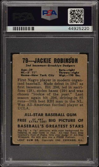 1948 Leaf Jackie Robinson ROOKIE RC 79 PSA 2 GD (PWCC) 2