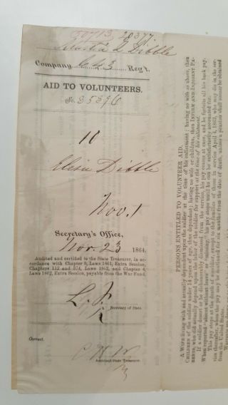 Civil War Doc.  Signed By Lucius Fairchild/wisconsin Nov 23 1864/revenue Stamp