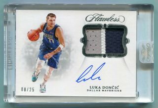 2018 - 19 Panini Flawless Luka Doncic Rookie Patch Auto Rpa Rc 