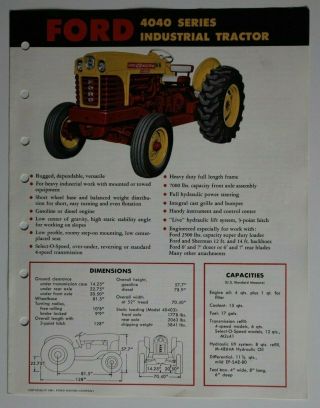 Ford Industrial Tractor 4040 Series 1957 Dealer Brochure - English - Usa