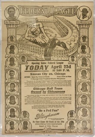 1914 Newspaper Ad For Opening Game Of Federal League Weeghman Park Wrigley Field