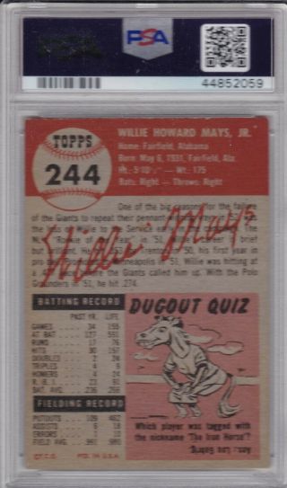1953 Topps Willie Mays SHORT PRINT 244 PSA 5.  5 HOF Gorgeous iconic card 2