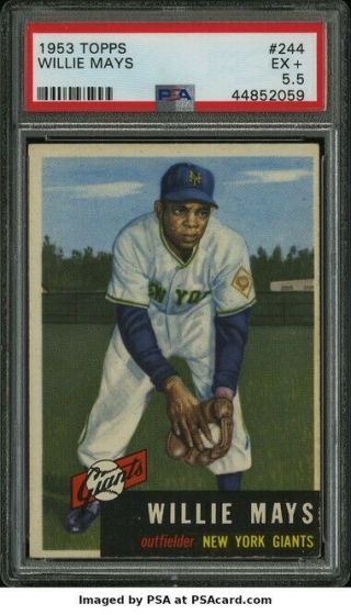 1953 Topps Willie Mays SHORT PRINT 244 PSA 5.  5 HOF Gorgeous iconic card 3
