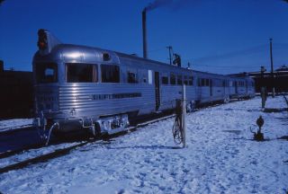1960 Kodachrome Slide Cb&q Burlington Route Pioneer Zephyr Passenger Train Iowa