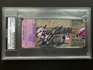 Tom Seaver Swoboda 1969 York Mets World Series Ticket Autographed Signed Psa