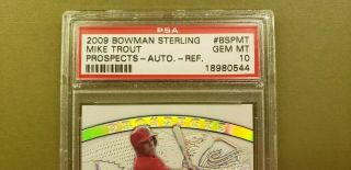 2009 Bowman Sterling Prospects Refractor Mike Trout Auto Rookie 37/199 PSA 10 3