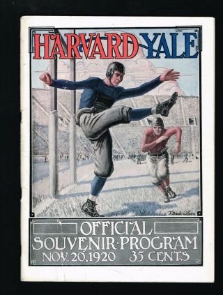 November 20,  1920 Harvard Vs Yale College Football Game Official Program