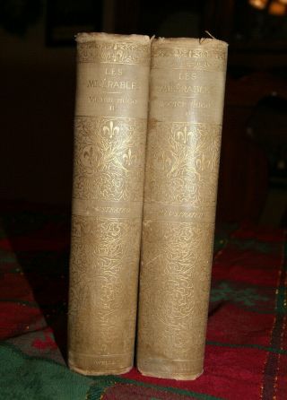 1887 Les Miserables / Victor Hugo / Crowell & Co.  2 Vol Ornate Gold Edged