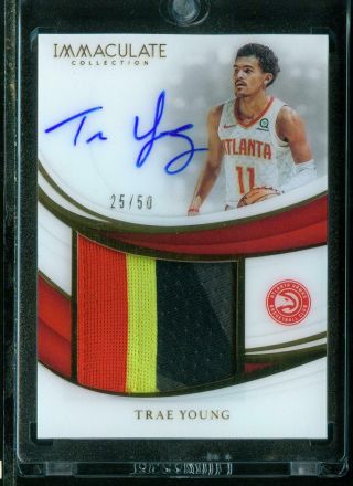 25/50 Trae Young 2018 - 19 Immaculate Premium Patch Acetate Auto Autograph Rc