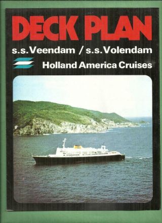 1973 Holland America Cruise Ship Ocean Liner Deck Plan Ss Veendam Ss Volendam