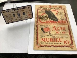 1936 Mlb All Star Game Program And Ticket Stub