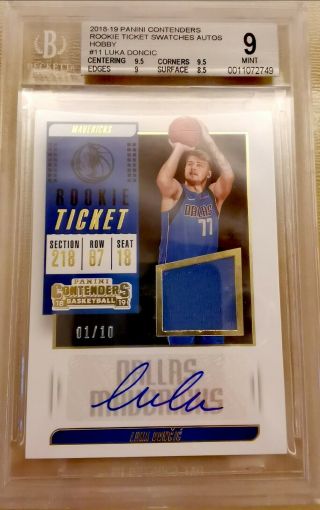 2018 - 19 Contenders Luka Doncic Rookie Ticket Swatches Auto 1/10 Bgs 9/10 Ebay1/1