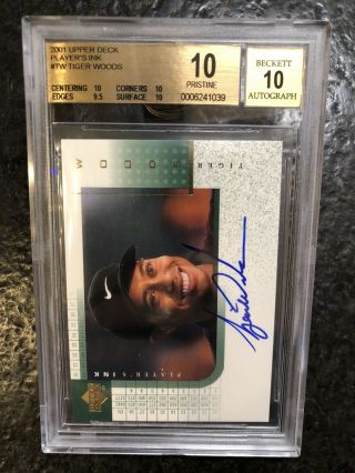 2001 Tiger Woods Upper Deck Ud Players Ink Auto Rookie Rc Bgs 10/10 Pristine