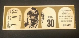 Los Angeles Forum Opening Night Ticket Stub Dec.  30,  1967 L.  A.  Kings