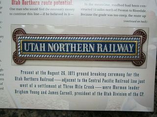 Utah Northern Railway Willabee Ward Union Pacific Railroad Patch Card