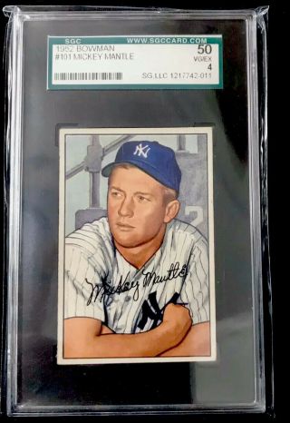 1952 Bowman Mickey Mantle Yankees Hof 101 Sgc 50 Psa 4 Centered High End