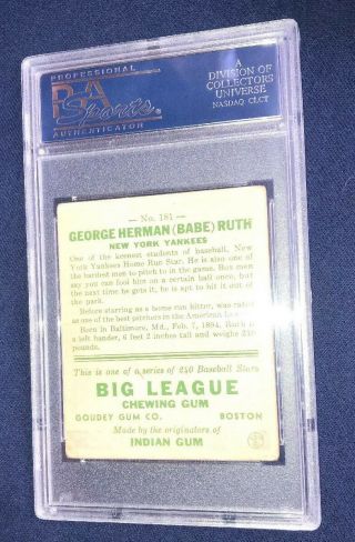1933 Goudey Babe Ruth 181 PSA 2.  This Is The One You Want 2
