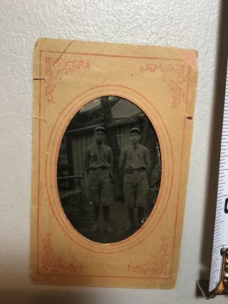 19th Century Baseball Players In Uniform Tin Type Photo Tintype