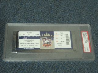 Sept 28,  2008 York Mets Vs Marlins Ticket Final Shea Stadium Game Psa Encap