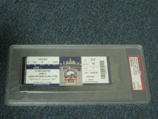 Sept 28,  2008 York Mets V Marlins Ticket Final Shea Stadium Game Psa Encap 2