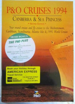 P&o Cruises 1994 - Canberra And Sea Princess - - Uk Color Brochure -