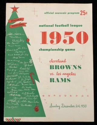 1950 Nfl Championship Football Program - Los Angeles Rams @ Cleveland Browns