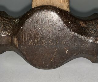 Vintage At&s Fry Atchison Santa Fe Railroad Ball Peen Hammer 14 1/2in Handle