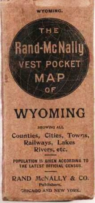 Rand - Mcnally Vest Pocket Map Of Wyoming Showing All Counties Cities Towns 1912
