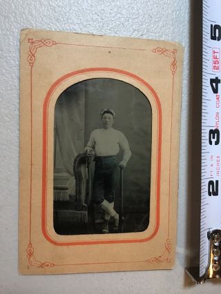 19th Century Sava Goodrich Baseball Tin Type Photo In Uniform Tintype