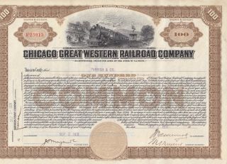 Chicago Great Western Railroad Company 1931 Common 100 Shares Stock Certificate