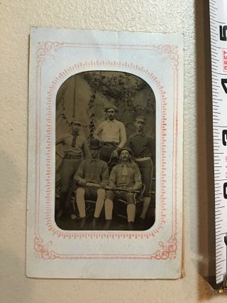 19th Century Baseball Team Tin Type Photo W Bat Tintype