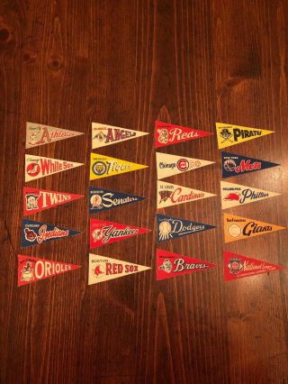 1963 Post Cereal Mini Baseball Pennant Stickers - Complete Set Of 20