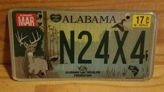 Alabama Vanity Custom License Plate N24x4 (into 4x4) Car Tag Wildlife Federation