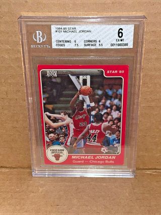 1984 85 Star Michael Jordan Rookie Bgs 6 Card 101 Ex - Mt Slab