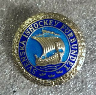 Swedish Ice Hockey Federation Honored Silver Pin Badge Dated 1982