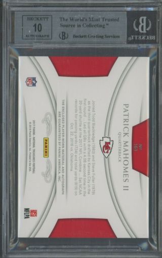 2017 National Treasures Silver Patrick Mahomes RPA RC Patch AUTO /25 BGS 9 2