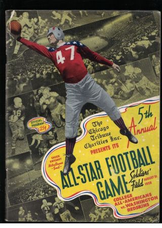 Nfl All - Star Game Aug 31 1938 College All - Americans Vs Washington Redskins