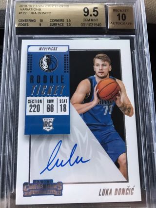 Invest Now 2018 Panini Luka Doncic Contender Variations Auto Rc 122 Bgs 9.  5