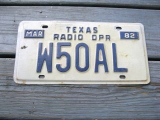 1982 82 Texas Tx Radio Ham Radio Operator License Plate Tag W50al