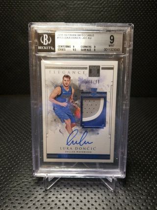 2018 - 19 Panini Impeccable Luka Doncic Rpa Rc 3 - Color Patch Auto Bgs 9 10 A