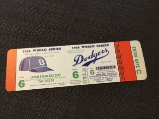 Mickey Mantle Full Proof 1956 World Series Ticket Gm 6 Yankees Brooklyn Dodgers