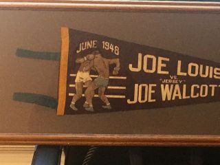 Joe Louis Vs Jersey Joe Walcott Boxing Pennant 1948 9 X 30 Great Color Ex