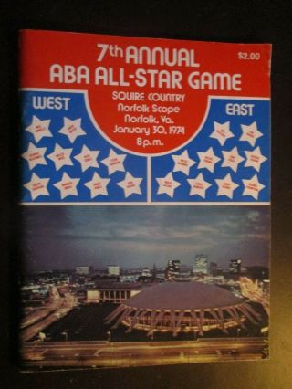 7th Annual Aba Basketball 1974 All - Star Game Program Norfolk Virginia Squires