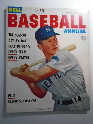 Dell Baseball Annual,  Mickey Mantle Cover,  1953,  Jackie Robinson,  Willie Mays