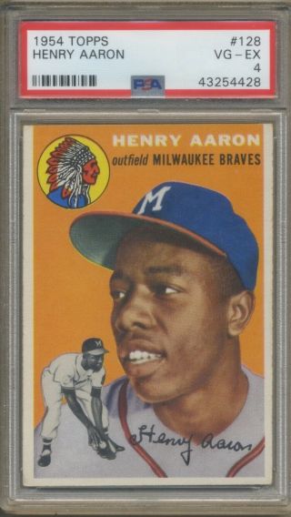 1954 Topps 128 Hank Aaron Psa 4 - Rookie Card - Perfectly Centered