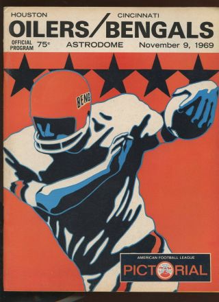 November 9 1969 Afl Program Cincinnati Bengals At Houston Oilers Nrmt