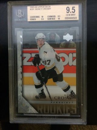2005 - 06 Upper Deck Sidney Crosby 201 Young Guns Rookie Bgs 9.  5.  5 Away From 10