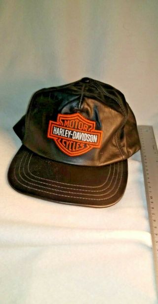Leather Harley Davidson Baseball Hat One Size Adjustable Unisex -